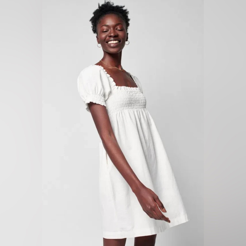Faherty Ramona Dress in White “Egret” Medium
